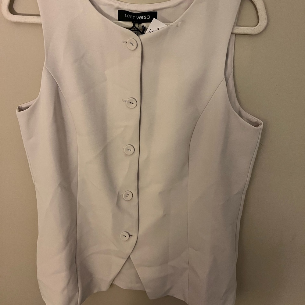 Loft Women’s Cream Vest Blouse Size L